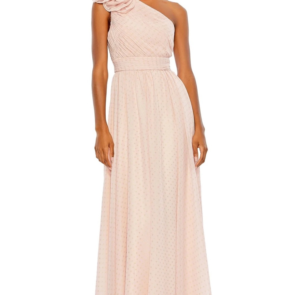 Elegant One-Shoulder Pink Dress - Picture 2 of 12